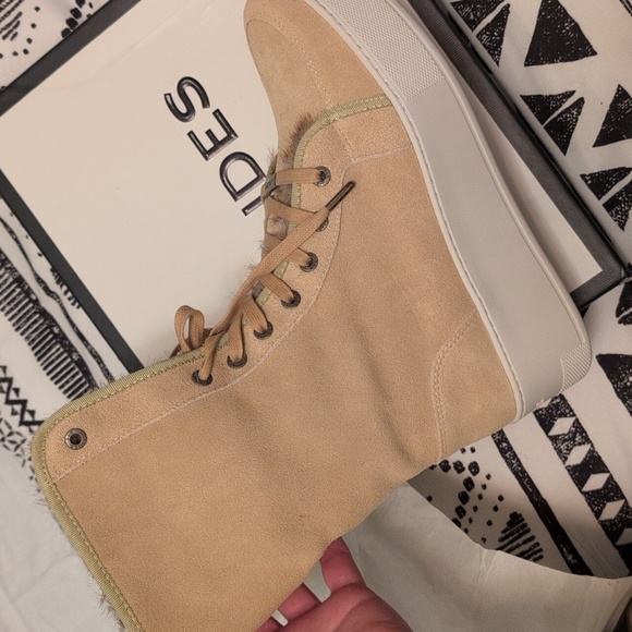 J/SLIDES NYC TORRIE Suede‎ Leather Faux Fur Lined Lace Boots Womens Size 8 - Picture 6 of 9